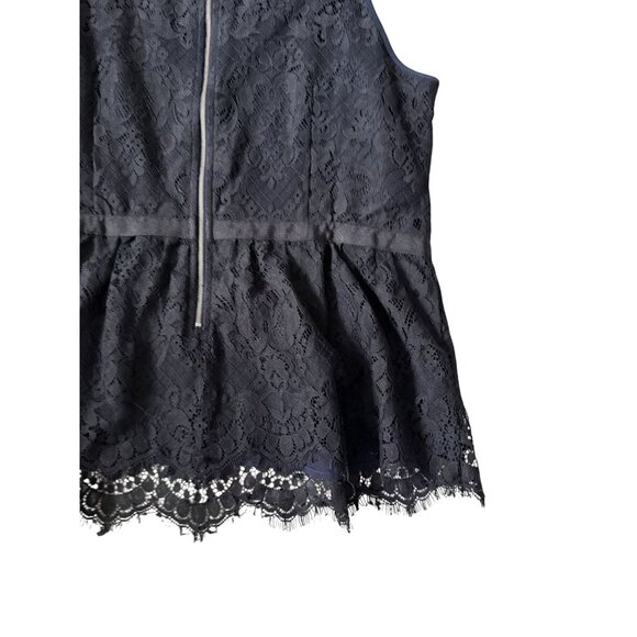 ANN TAYLOR LOFT Navy Black Lace Peplum Tank Top Size 12 - Picture 3 of 8